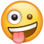 Szalona buzia emoji U+1F92A